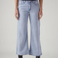 Women's Light Blue Loose Bootcut Fit Mid Rise Jeans - Front View