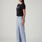 Women's Light Blue Loose Bootcut Fit Mid Rise Jeans - Side View