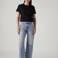 Women's Light Blue Loose Bootcut Fit Mid Rise Jeans - Front View