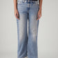Women's Light Blue Loose Bootcut Fit Mid Rise Jeans - Front View