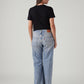 Women's Light Blue Loose Bootcut Fit Mid Rise Jeans - Back View