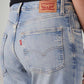 Women's Light Blue Loose Bootcut Fit Mid Rise Jeans - Detail View