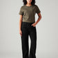 Women's Black Loose Bootcut Fit Mid Rise Jeans - Front View
