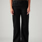 Women's Black Loose Bootcut Fit Mid Rise Jeans - Front View