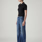 Women's Blue Loose Bootcut Fit Mid Rise Jeans - Side View