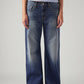 Women's Blue Loose Bootcut Fit Mid Rise Jeans - Front View