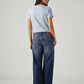 Women's Blue Loose Bootcut Fit Mid Rise Jeans - Back View