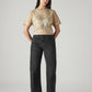 Women's Black Loose Bootcut Fit Mid Rise Jeans - Front View