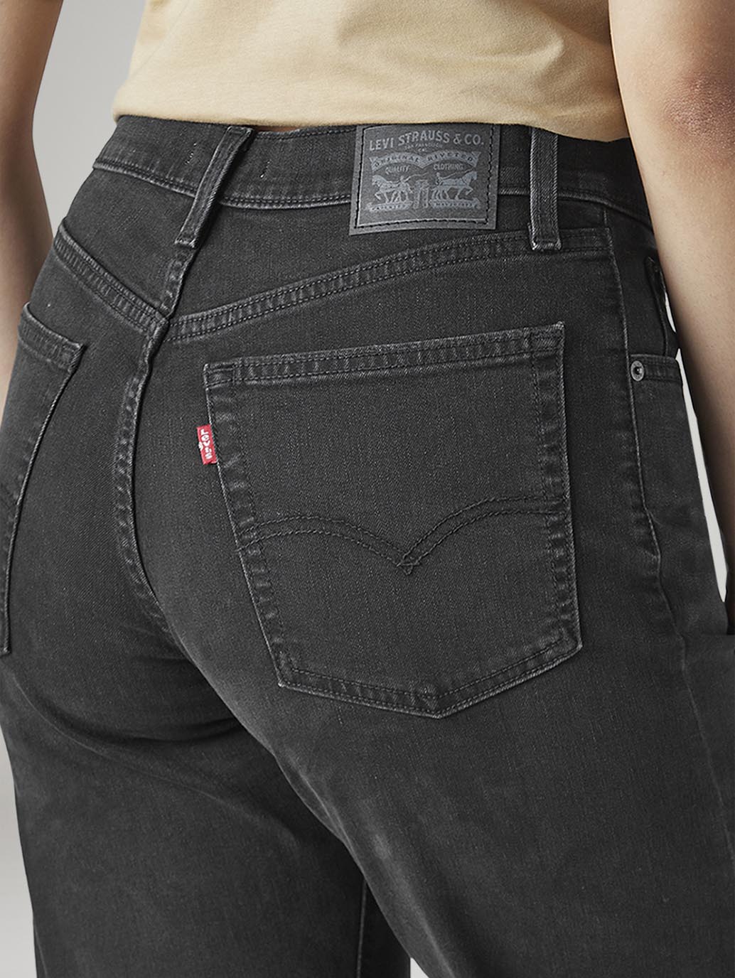Women's Black Loose Bootcut Fit Mid Rise Jeans - Detail View