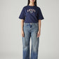 Women's Blue Loose Bootcut Fit Mid Rise Jeans - Front View