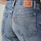 Women's Blue Loose Bootcut Fit Mid Rise Jeans - Detail View