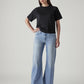 Women's Light Indigo Loose Bootcut Fit Mid Rise Jeans - Front View