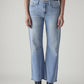 Women's Light Indigo Loose Bootcut Fit Mid Rise Jeans - Front View