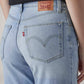 Women's Light Indigo Loose Bootcut Fit Mid Rise Jeans - Detail View