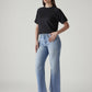 Women's Light Indigo Loose Bootcut Fit Mid Rise Jeans - Side View