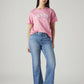 Women's Light Blue Loose Bootcut Fit Mid Rise Jeans - Front View