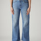 Women's Light Blue Loose Bootcut Fit Mid Rise Jeans - Front View