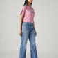 Women's Light Blue Loose Bootcut Fit Mid Rise Jeans - Side View