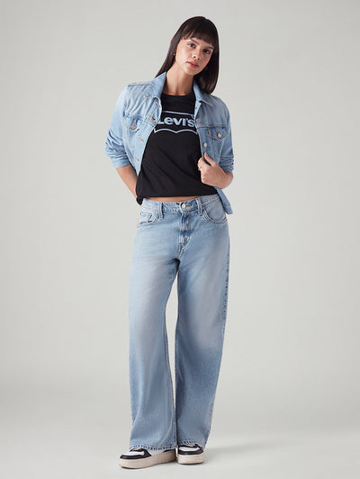 Women's Light Blue Loose Bootcut Fit High Rise Jeans-image-19