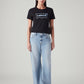 Women's Light Blue Loose Bootcut Fit High Rise Jeans - Front View