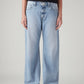 Women's Light Blue Loose Bootcut Fit High Rise Jeans - Front View