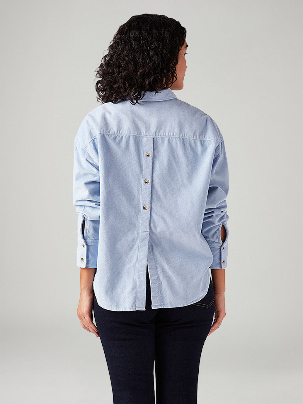 Women's Solid Relaxed Fit Shirt - Back View