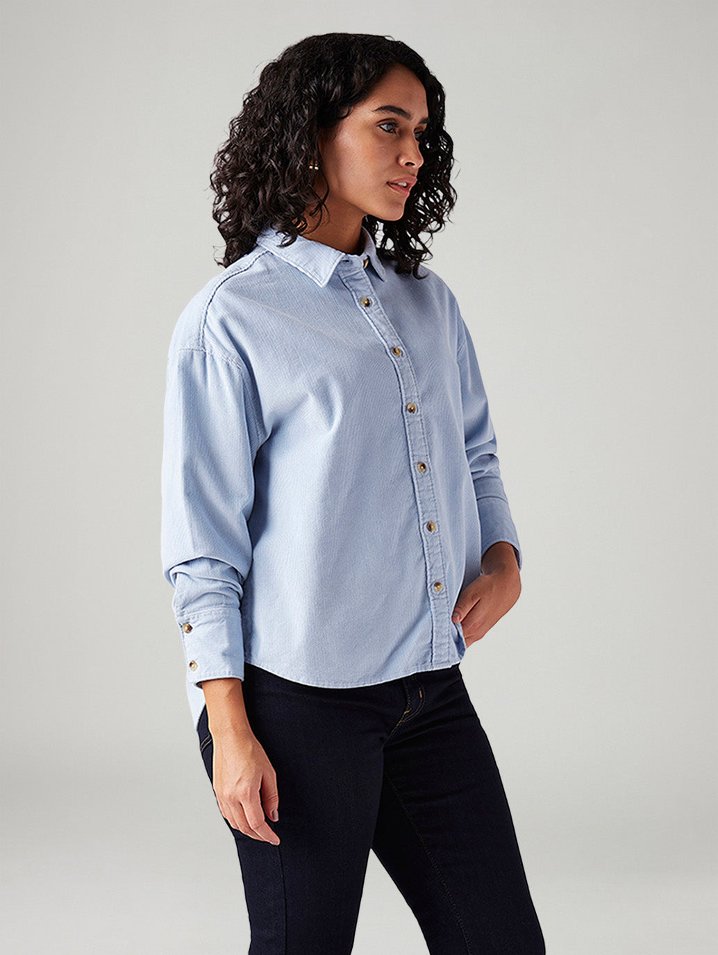 Women's Solid Relaxed Fit Shirt - Side View