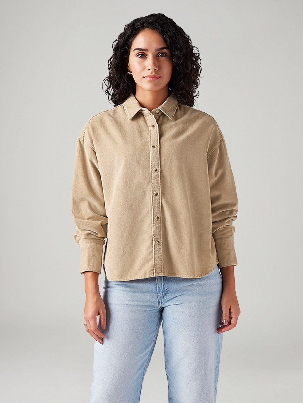Women's Solid Relaxed Fit Shirt - Front View
