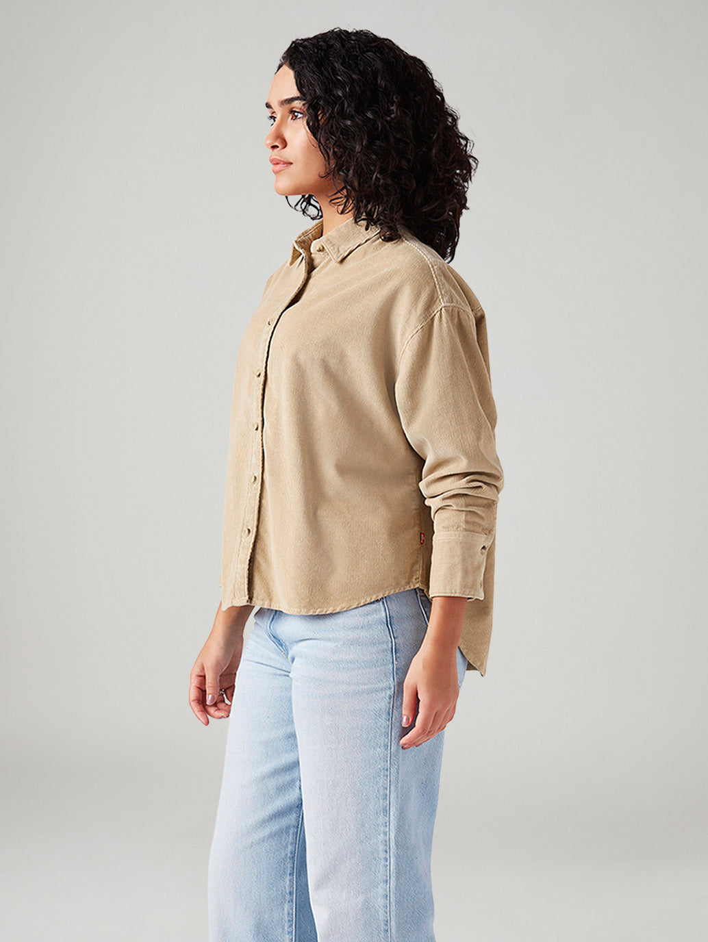 Women's Solid Relaxed Fit Shirt - Side View