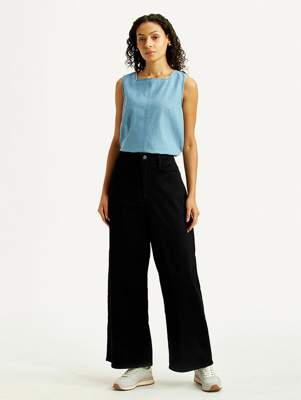 Women's Black XL Straight Loose Fit High Rise Redloop Jeans - Front View
