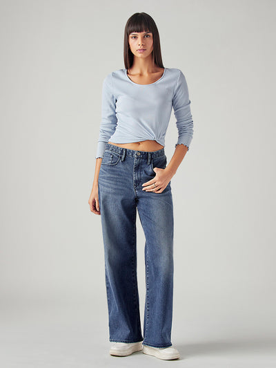 Women's Blue XL Straight Loose Fit Mid Rise Redloop Jeans-image-38