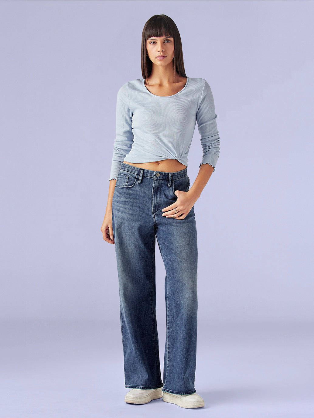 Women's Dark Indigo XL Straight Loose Fit Mid Rise Redloop Jeans