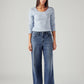Women's Dark Indigo XL Straight Loose Fit Mid Rise Redloop Jeans - Front View