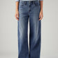 Women's Dark Indigo XL Straight Loose Fit Mid Rise Redloop Jeans - Front View
