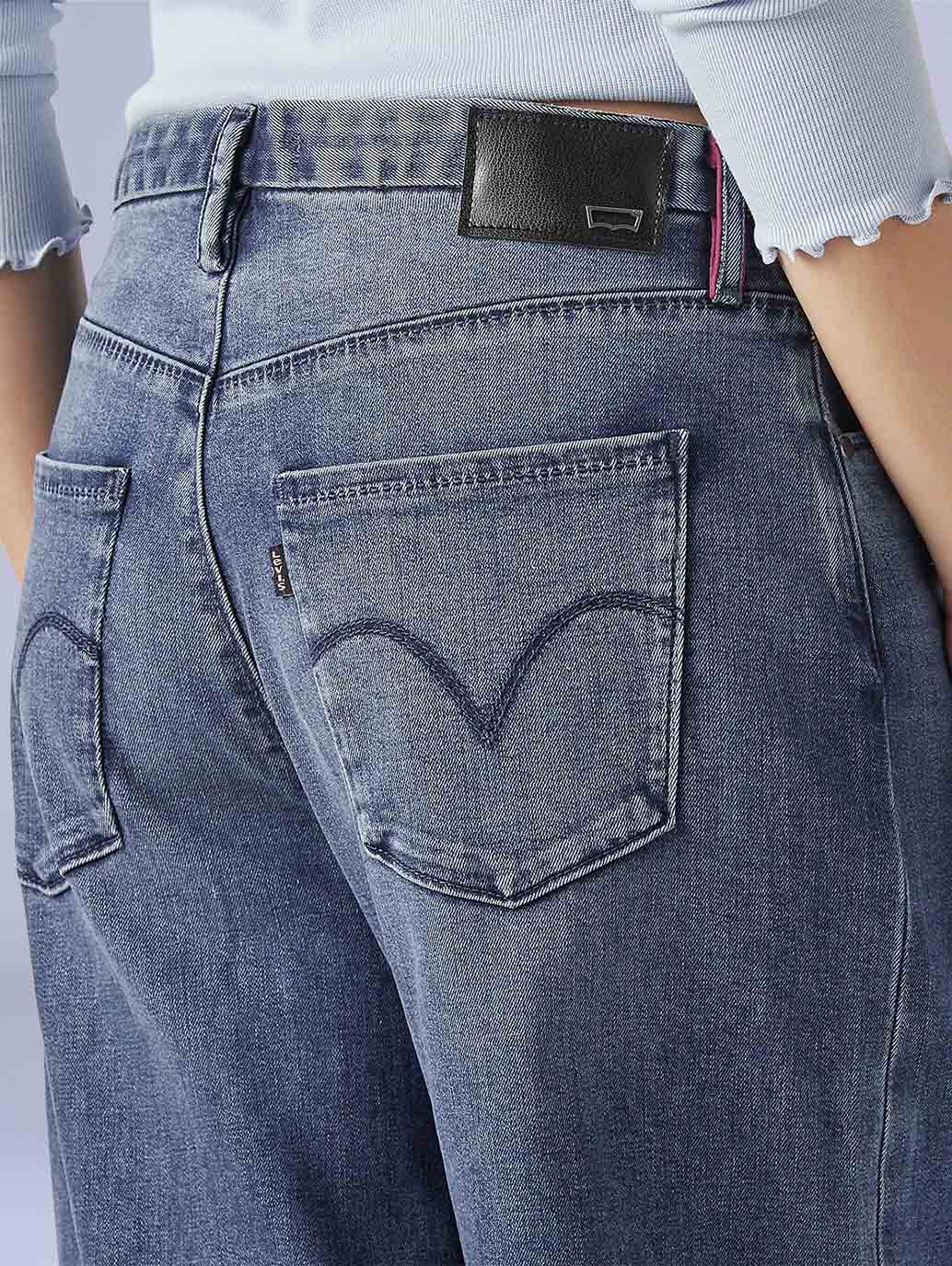 Women's Dark Indigo XL Straight Loose Fit Mid Rise Redloop Jeans - db1e19db-c43a-438b-a2d7-a6ec32a6c64e View