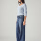 Women's Dark Indigo XL Straight Loose Fit Mid Rise Redloop Jeans - Side View