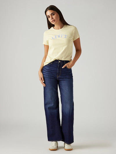 Women's Dark Blue Ribcage Wide Leg Fit High Rise Jeans-image-38