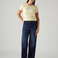 Women's Dark Indigo Ribcage Wide Leg Fit High Rise Jeans - Front View
