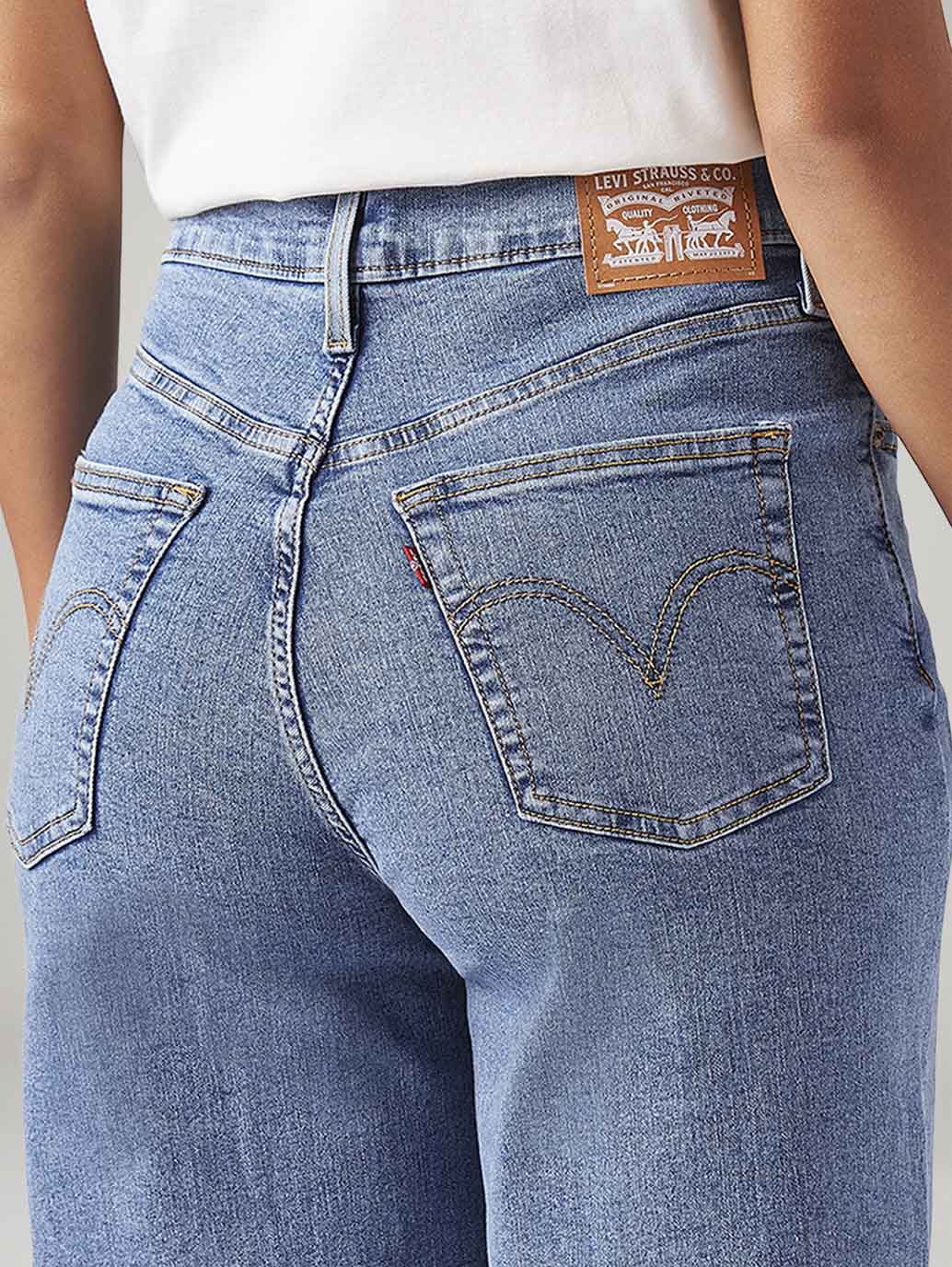 Women's Blue Ribcage Wide Leg Fit High Rise Jeans - 20 View