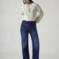 Women's Dark Indigo Ribcage Wide Leg Fit High Rise Jeans - Front View