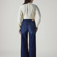 Women's Dark Indigo Ribcage Wide Leg Fit High Rise Jeans - Back View