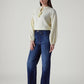 Women's Dark Indigo Ribcage Wide Leg Fit High Rise Jeans - Side View