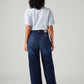 Women's Dark Blue Loose Fit High Rise Jeans - Back View