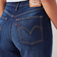 Women's Dark Blue Loose Fit High Rise Jeans - Detail View