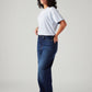 Women's Dark Blue Loose Fit High Rise Jeans - Side View