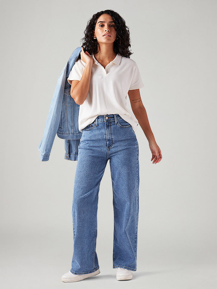 Women's Blue Loose Fit High Rise Jeans