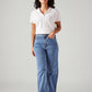 Women's Blue Loose Fit High Rise Jeans - Front View