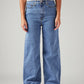Women's Blue Loose Fit High Rise Jeans - Front View