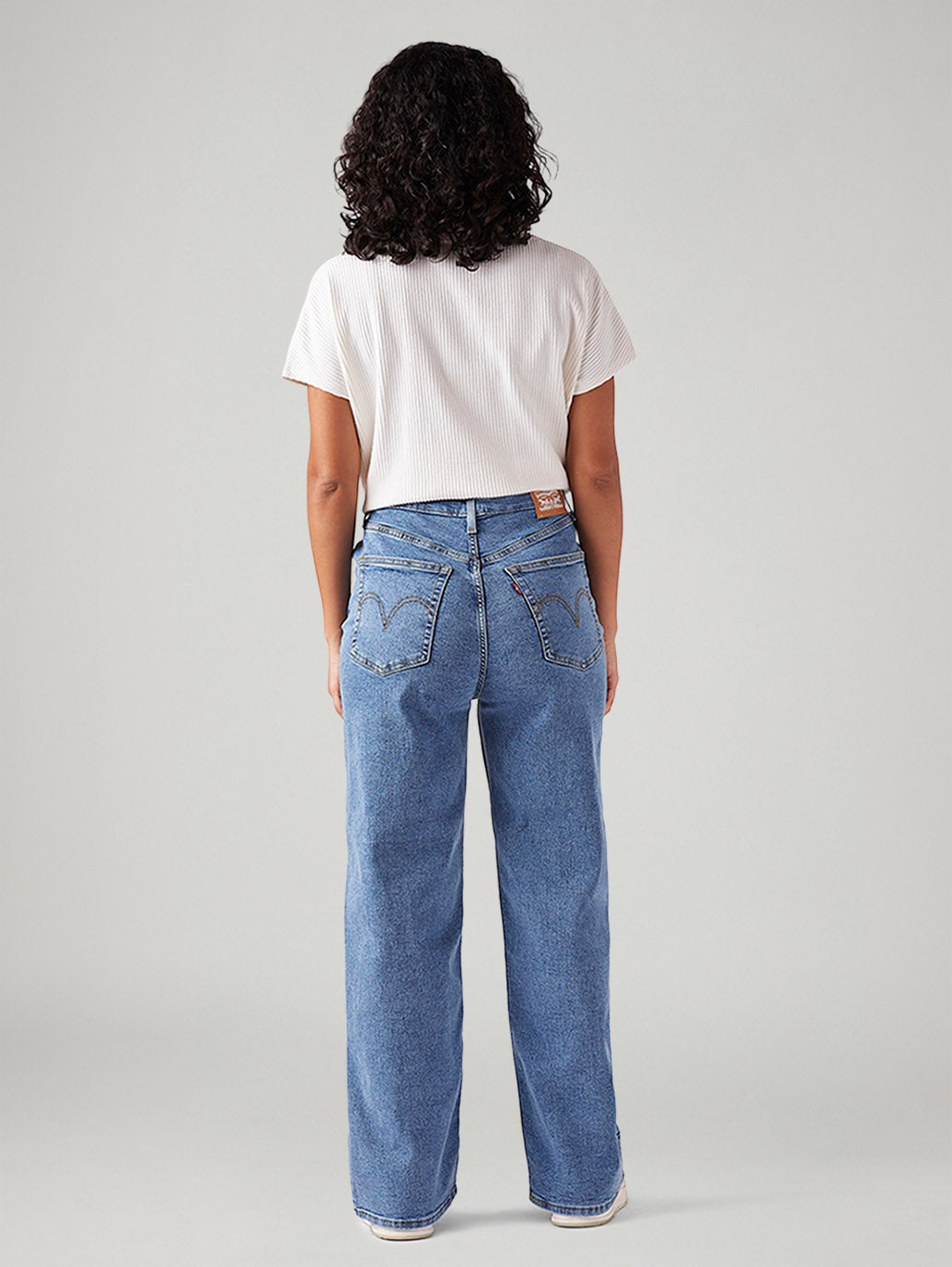 Women's Blue Loose Fit High Rise Jeans - Back View