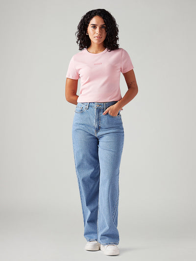 Women's Light Blue Loose Fit High Rise Jeans